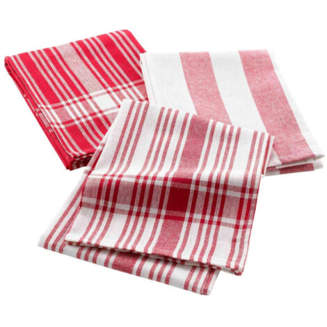 Lot de 3 Torchons "Bayado" 50x70cm Rouge