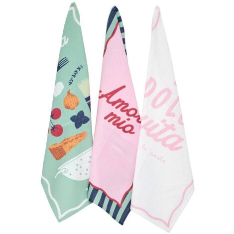 Lot de 3 torchons Della pasta 70x45cm en coton - Atmosphera créateur d'intérieur