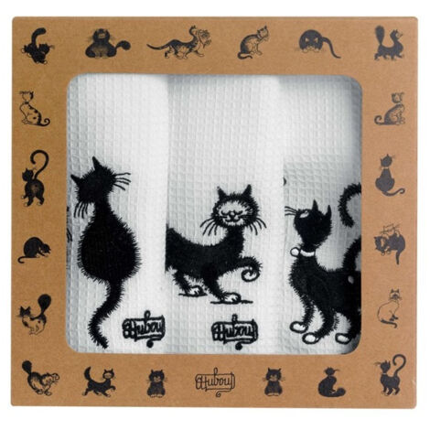 Lot De 3 Torchons Dubout Les Chats Brode - Winkler
