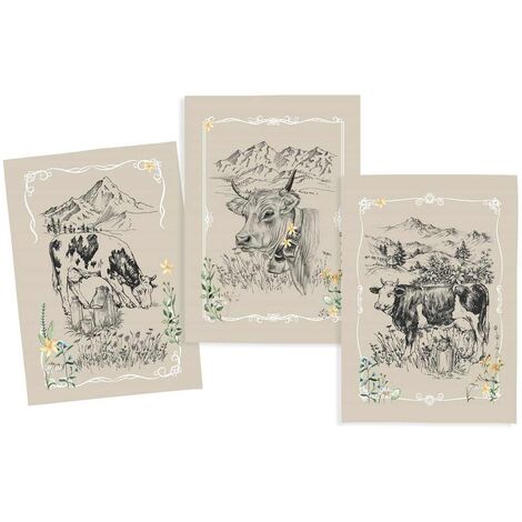 Lot de 3 Torchons en Coton Sergé - Montbéliardes