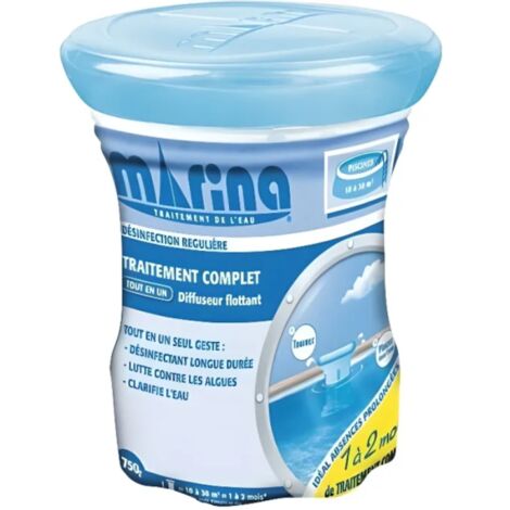 Lot de 3 - Traitement multi-actions au chlore en diffuseur flottant pour 10 à 30 m³ - Marina - Blanc