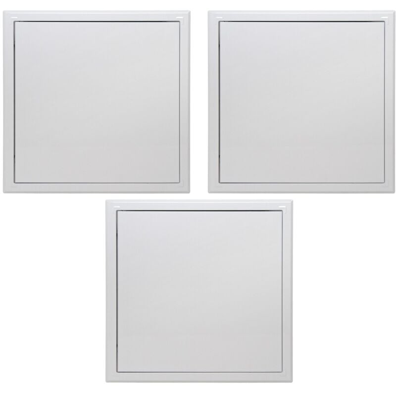 Lot de 3 trappes de visite métallique laquée blanche Semin 500 mm x 500 mm - ouverture poussez/lâchez - accès aux gaines techniques et conduites pour