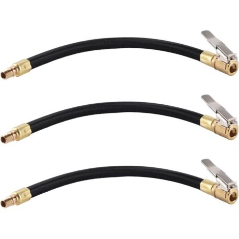 Lot de 3 Tube d'Extension de Valve de Pneu, 30cmTuyau d'air de Pneu de Voiture d'Extension Tuyau de Gonflage avec Mandrin Pneumatique Tout en MéTal pour Voiture Moto VéLo avec Valve AméRicaine