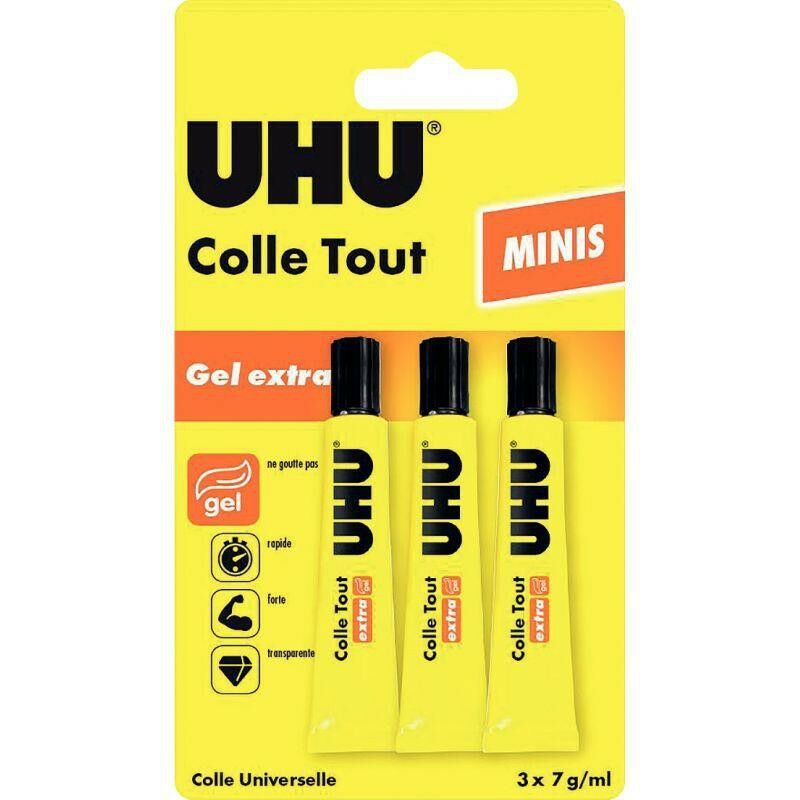 UHU - Lot de 3 tubes de 7 ml de Colle Tout Gel extra