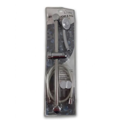 Lot de 3 - URBAN LIVING - Set de douche complet - Flexible 150cm et barre de support - Finition chromée - Voir photos