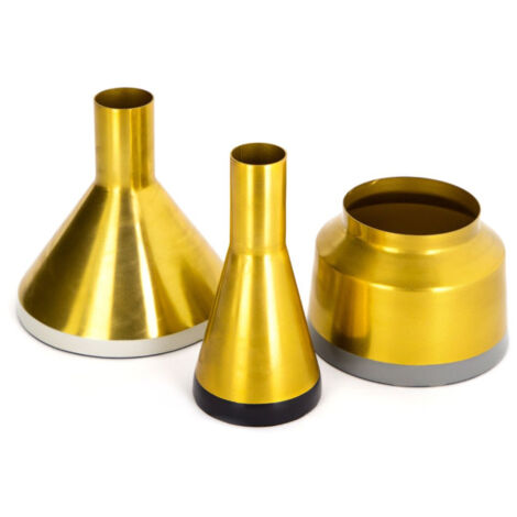 Lot de 3 Vases Déco "Culture" 16cm Blanc & Or