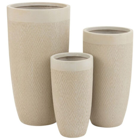 Lot de 3 Vases Ronds Design "Argile" 72cm Beige