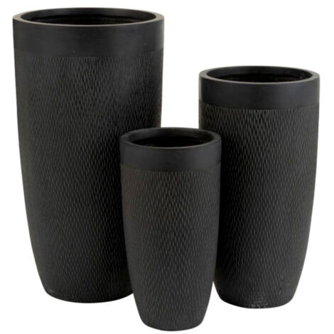 Lot de 3 Vases Ronds Design "Argile" 72cm Noir