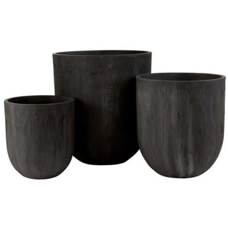 Lot de 3 Vases Ronds Design "Zera" 61cm Noir