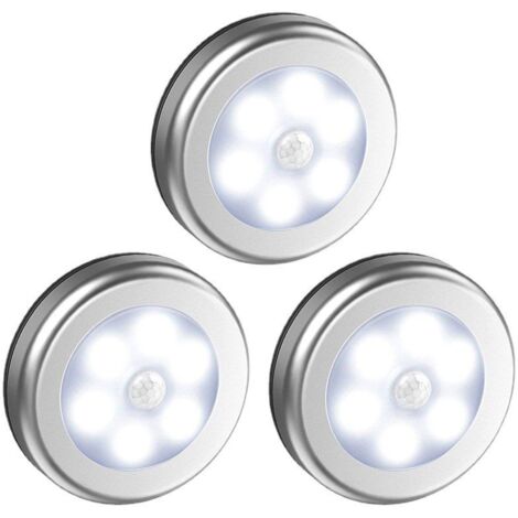 Lot de 3 veilleuses intelligentes argentées à lumière blanche – Détecteur de mouvement pour couloirs