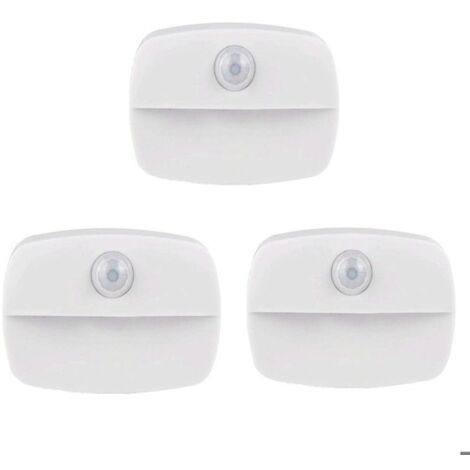 Lot de 3 veilleuses LED avec détecteur de mouvement, applique murale sans fil alimentée par batterie pour escaliers, couloirs,
