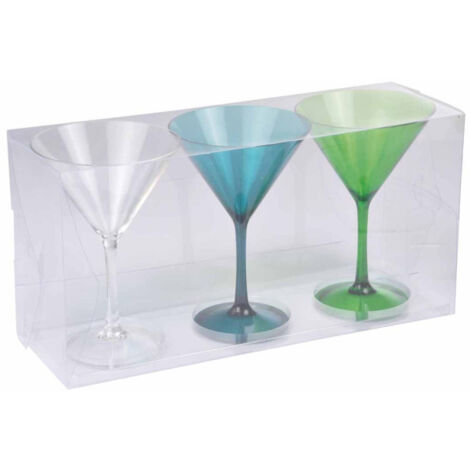Lot de 3 Verres à Cocktail "Acrylique" 16cm Vert