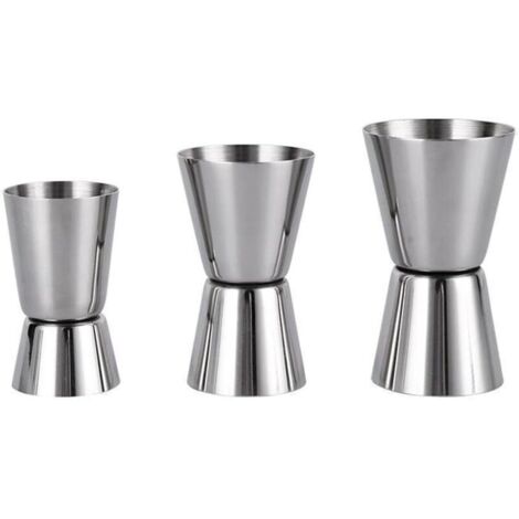 Lot de 3 verres doseurs en acier inoxydable, 25/50 ml, 20/40 ml, 15/30 ml, doseurs à shot, double doseur pour bar, fêtes et cocktails