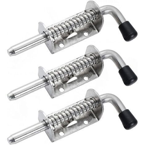 Lot de 3 verrous à ressort en acier inoxydable avec poignée en caoutchouc - Verrou de porte - Verrou de porte - Verrou de porte - Verrou de porte - Verrou de porte - Verrou de porte - Verrou de