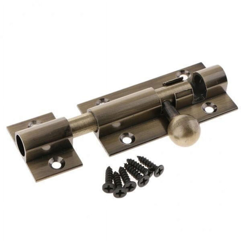 Lot de 3 verrous coulissants pour porte de sécurité, 10 cm, bronze