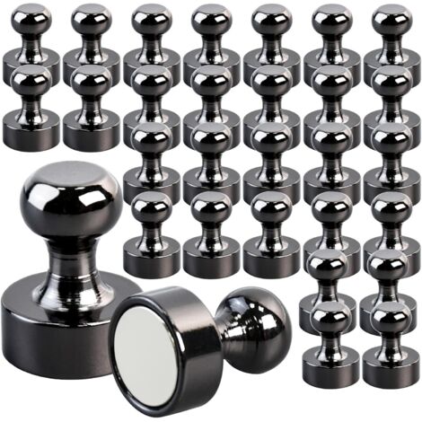 Lot de 30 aimants puissants en néodyme pour réfrigérateur, tableau blanc, loisirs créatifs, bureau, école, mini aimants noirs