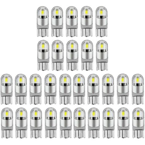 Lot de 30 ampoules LED blanches 6000K Canbus T10 168 194 W5W pour plafonnier, plaque d'immatriculation et feux de position latéraux