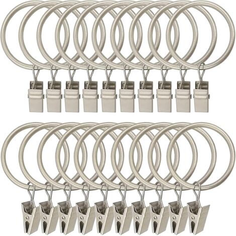 lot De 30 Anneaux (argent) De Rideaux Dcoratifs En Mtal Robuste Avec Clip Antirouille Vintage Compatible Avec Tringle  Rideaux Jusqu' 2,5 Cm