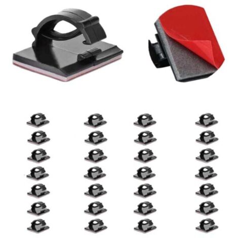 Lot de 30 attaches adhésives 3M noires et résistantes pour câbles, organiseur de câbles réglable pour bureau, maison, TV, chargeur, voiture et PC.