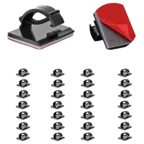 Lot de 30 attaches adhésives 3M noires et résistantes pour câbles, organiseur de câbles réglable pour bureau, maison, TV, chargeur, voiture et PC.