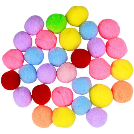 Lot de 30 balles en peluche colorées pour chat, avec pompons et élastique, pour jouer avec votre animal de compagnie (couleurs assorties).