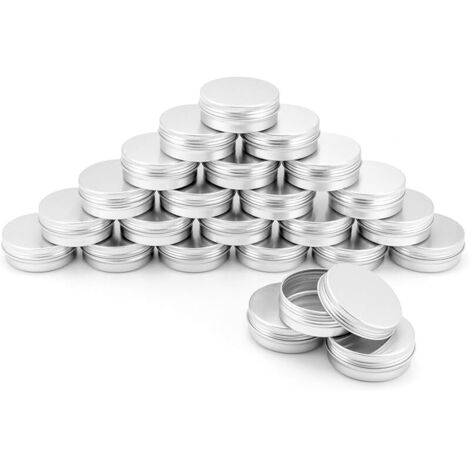 Lot de 30 boîtes à crème rondes en aluminium avec couvercle à visser - 60 ml - 68 mm x 26 mm