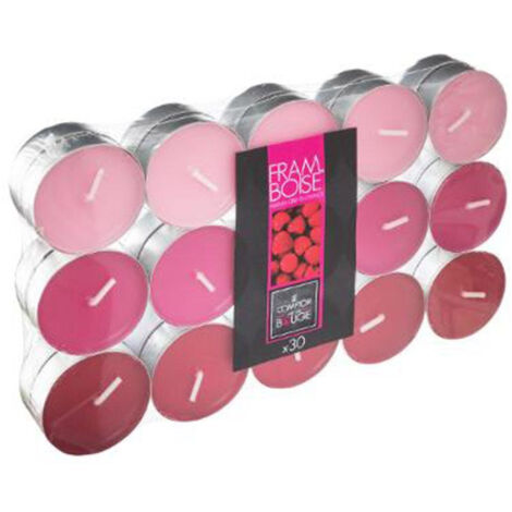 Lot de 30 Bougies Chauffe-Plat Parfumées 3,7cm Framboise