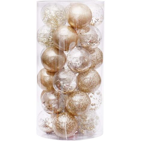 Lot de 30 boules décoratives à suspendre de 6 cm pour les fêtes, les fêtes, les mariages, idéales pour décorer les sapins de Noël, (doré)