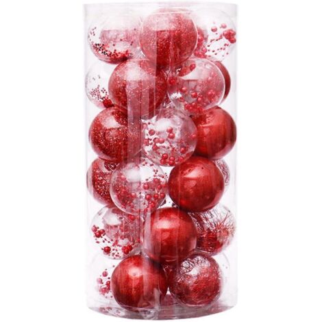 Lot de 30 boules décoratives suspendues de 6 cm pour les fêtes, les mariages, idéales pour décorer les sapins de Noël (rouges).