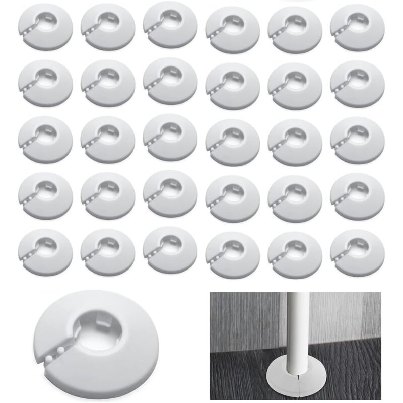 Lot de 30 cache-tuyaux, rosace simple pour tuyau de chauffage, rosace en plastique, cache-tuyau, cache-tuyau, rosace simple, manchon de tuyau,