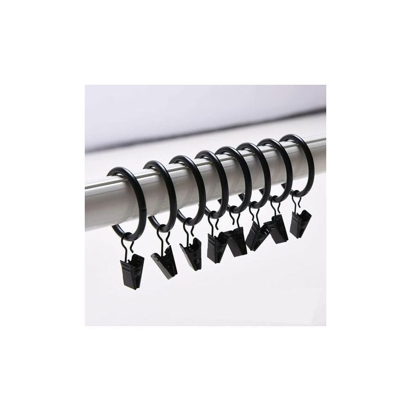 Fei Yu - Lot de 30 clips pour rideauxClips pour rideaux avec anneaux de 35 mm de diamètre à usage multiple - Noir