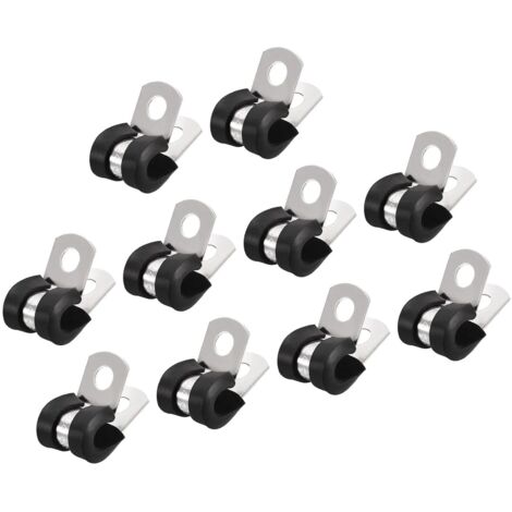Lot de 30 colliers de serrage de 6 mm, en caoutchouc isolé en acier inoxydable 304 en forme de R pour tuyau métallique