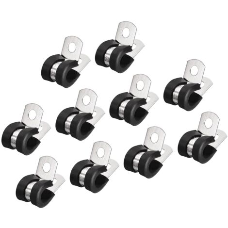 Lot de 30 colliers de serrage de câble de 8 mm, avec coussin en caoutchouc isolé en acier inoxydable 304 en forme de R, support de tube en métal pour tuyau métallique