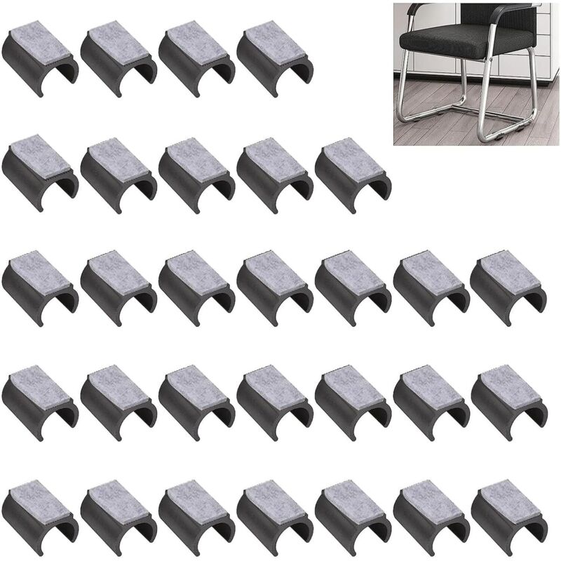 Lot de 30 Coussins de Chaise en Plastique avec Patins en Feutre Manchons de Protection antidérapants en Forme de U pour Pieds de Chaise Ronds