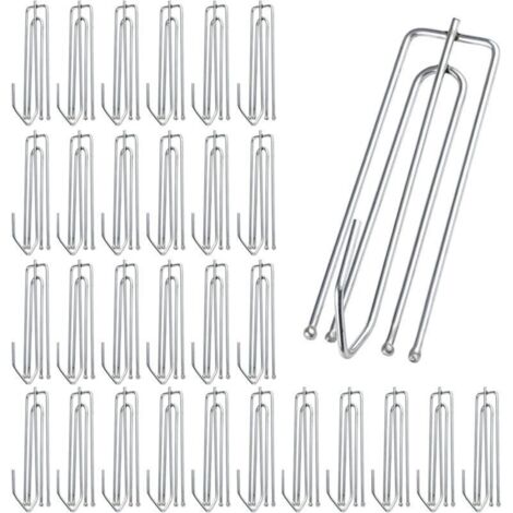 Lot de 30 crochets de rideau en acier inoxydable avec 4 dents - Crochets en métal pour rideau de douche, de fenêtre, de porte et de douche