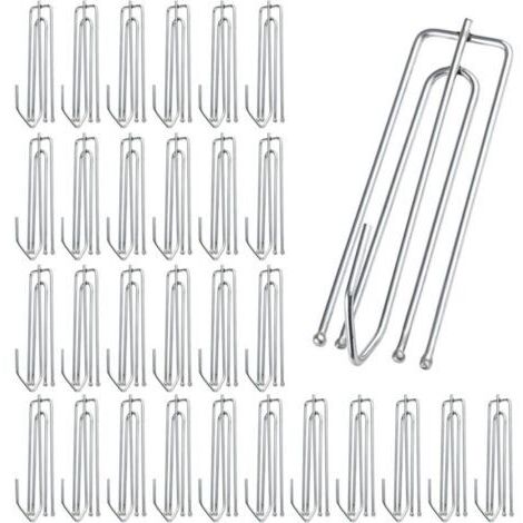 Lot de 30 crochets de rideau en acier inoxydable avec 4 dents - Crochets en métal pour rideau de douche, de fenêtre, de porte et de douche