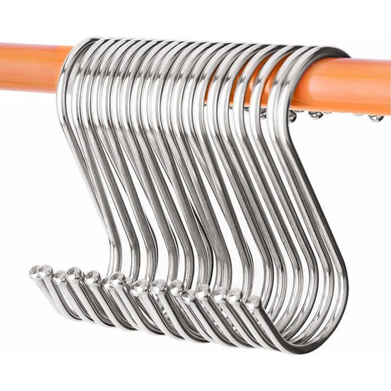 Linghhang - Lot de 30 Crochets en s pour Suspension, 9.5 cm Crochets s, Crochet Cuisine en Forme de s en Acier Inoxydable, Crochets de Suspension en