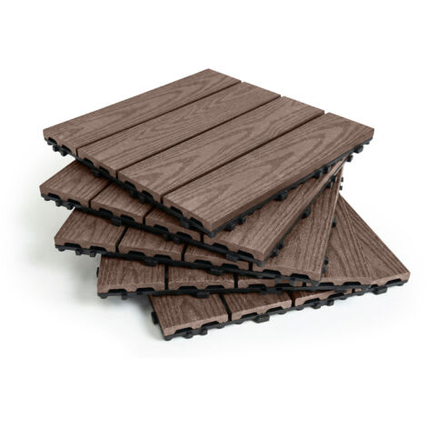 Lot De 30 Dalles Clipsables Terrasse En Composite Rila Brun 30x30cm