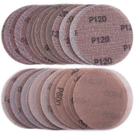 Lot de 30 disques abrasifs en maille 125 mm, grain 80-600, auto-agrippants, papier abrasif sec pour tampons de rechange pour ponceuse