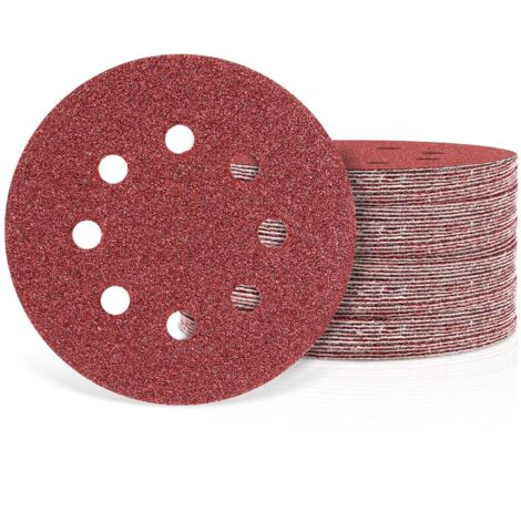 Lot de 30 disques abrasifs ronds de 125 mm à 8 trous pour ponceuse excentrique (avec grain 40/60/80/120/240/320)