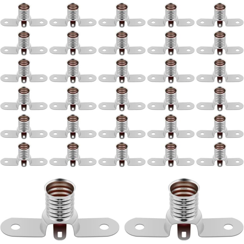 Lot de 30 douilles de lampe E10, culot à vis argenté, pour petits accessoires de circuit électrique de laboratoire scolaire