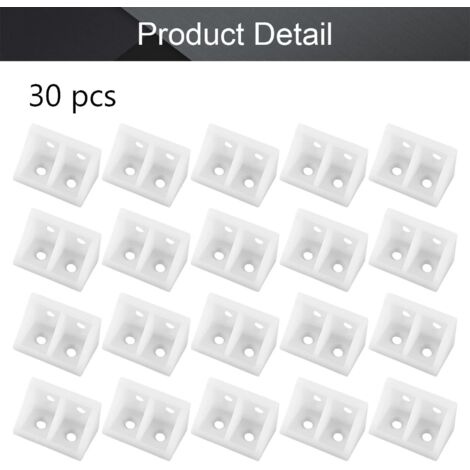 Lot de 30 équerres d'angle en plastique blanc pour étagère de placard 3,3 x 1,9 x 1,9 cm (L x l x H)