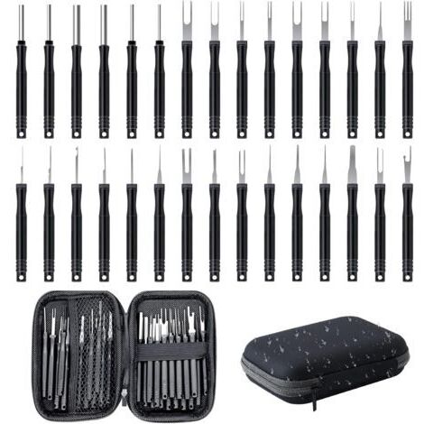Lot de 30 Extracteur de Cosses, Outils de Extracteur de Cosses, Outils de Retrait de Terminal pour la Plupart des Terminaux de Connecteurs-Noir