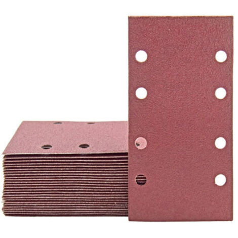 Lot de 30 feuilles abrasives 83 x 185 mm,Papier abrasif carré auto,agrippant 8 trous Grain 120,Idéal pour le ponçage, le polissage et l'élimination de la rouille