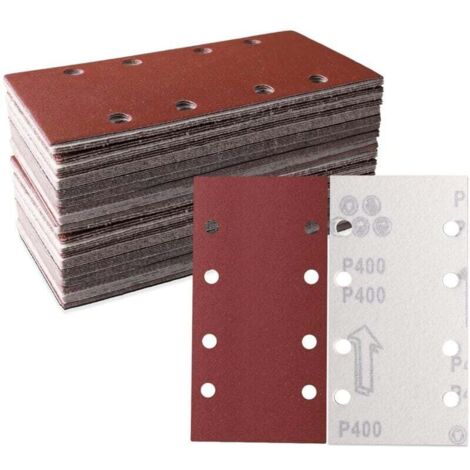 Lot de 30 Feuilles Abrasives Auto-Agrippantes 93x185 mm 8 Trous Grain 1500 pour Polissage et Rouille