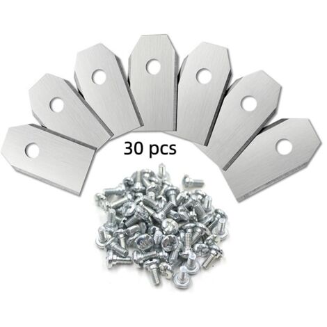Lot de 30 lames argentées pour tondeuses à gazon robotisées, lames de rechange pour tondeuses intelligentes et outils de jardinage