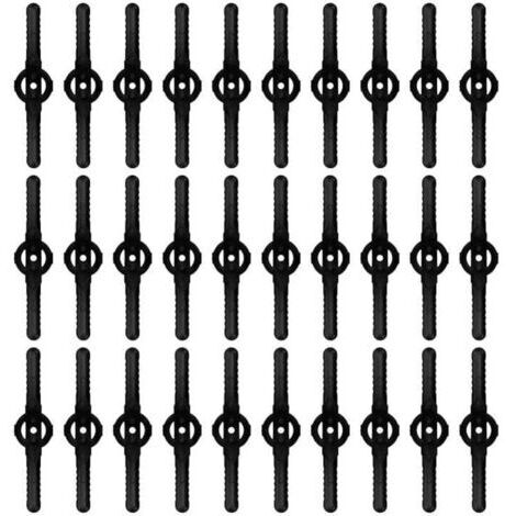 Lot de 30 Lames Coupe, Bordures Rechange Plastique Durable, Pour Tondeuse et Débroussailleuse(Noir)