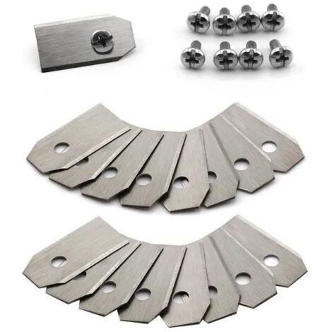Lot de 30 lames de couteau, lame de rechange, lames de tondeuse en acier inoxydable avec 30 vis de montage – pour tondeuses Gardena – 35 x 18 x 0.75 mm, argenté