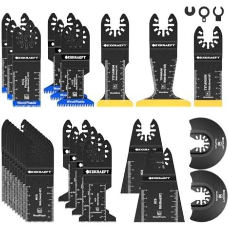 Lot de 30 lames d'outils multifonctions en titane pour métal, bois et cloison sèche, à dents japonaises, accessoires scie oscillante universels Milwaukee, Ryobi, Rockwell, Fein -