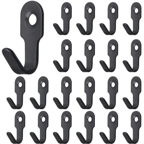 Lot de 30 mini-crochets en acier inoxydable, crochets porte-manteaux robustes, crochets muraux pratiques, crochets suspendus pour toilettes (noirs)